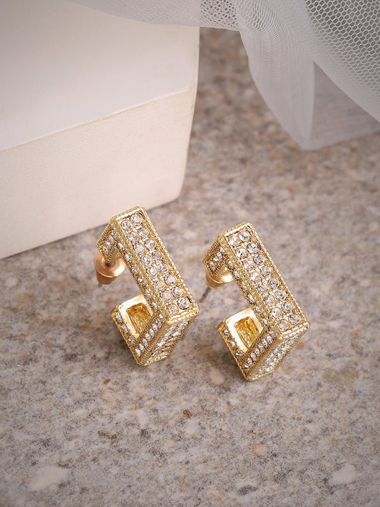 GOLD PLATED PARTY DESIGNER STONE DROP EARRING FOR WOMEN