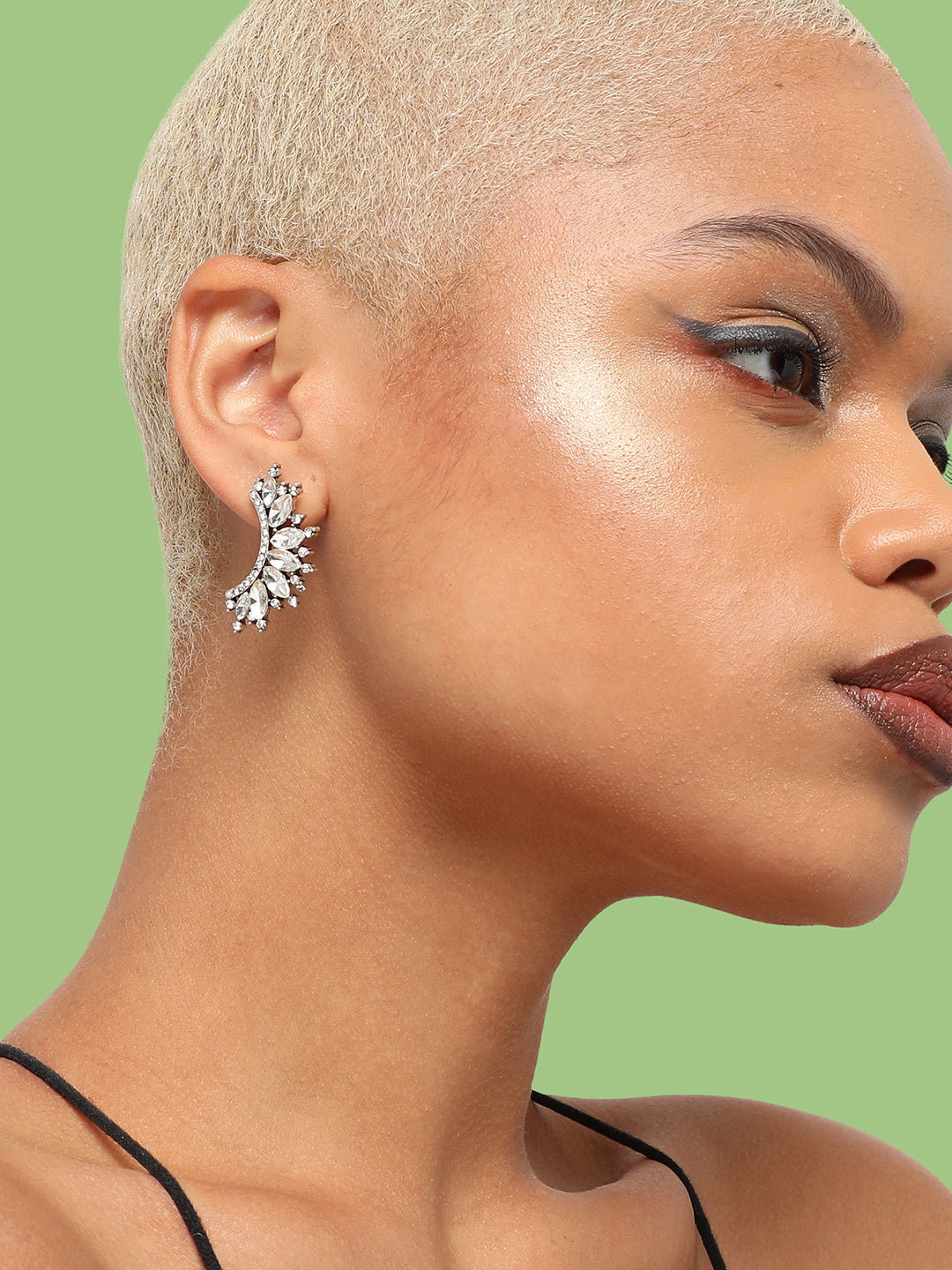 GOLD PLATED PARTY DESIGNER STONE EAR CUFF FOR WOMEN