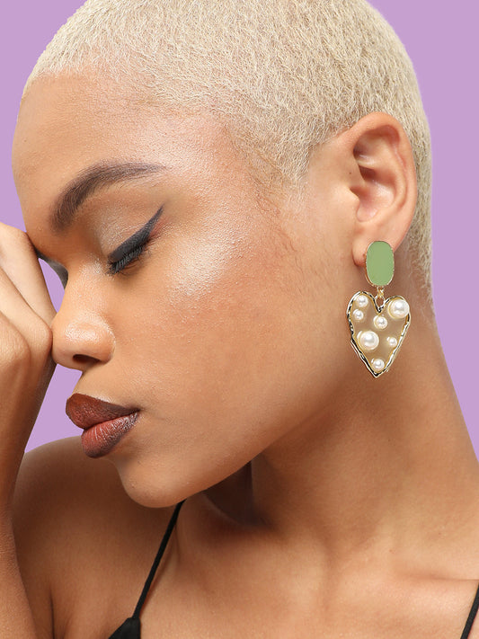 GOLD PLATED PARTY DESIGNER STONE DROP EARRING FOR WOMEN