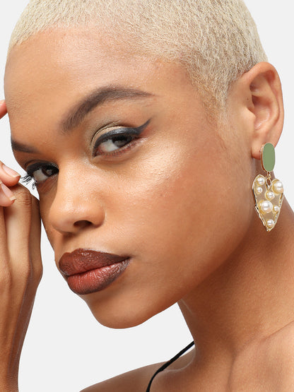 GOLD PLATED PARTY DESIGNER STONE DROP EARRING FOR WOMEN