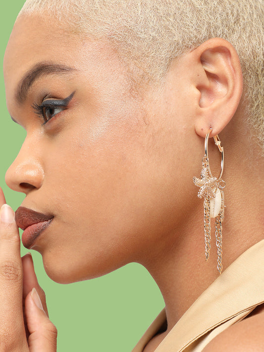 GOLD PLATED PARTY DESIGNER STONE DROP EARRING FOR WOMEN