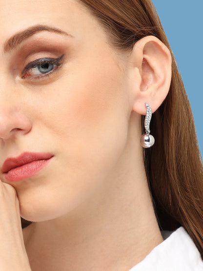 SILVER PLATED PARTY DESIGNER STONE DROP EARRING FOR WOMEN