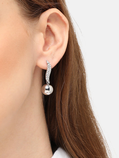 SILVER PLATED PARTY DESIGNER STONE DROP EARRING FOR WOMEN