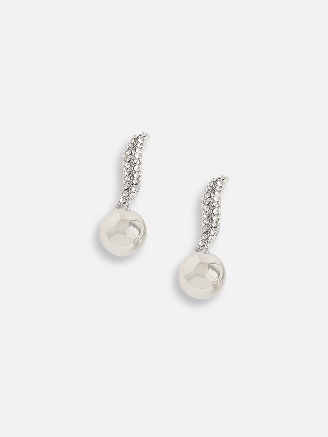 SILVER PLATED PARTY DESIGNER STONE DROP EARRING FOR WOMEN