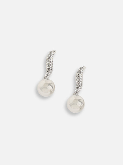 SILVER PLATED PARTY DESIGNER STONE DROP EARRING FOR WOMEN
