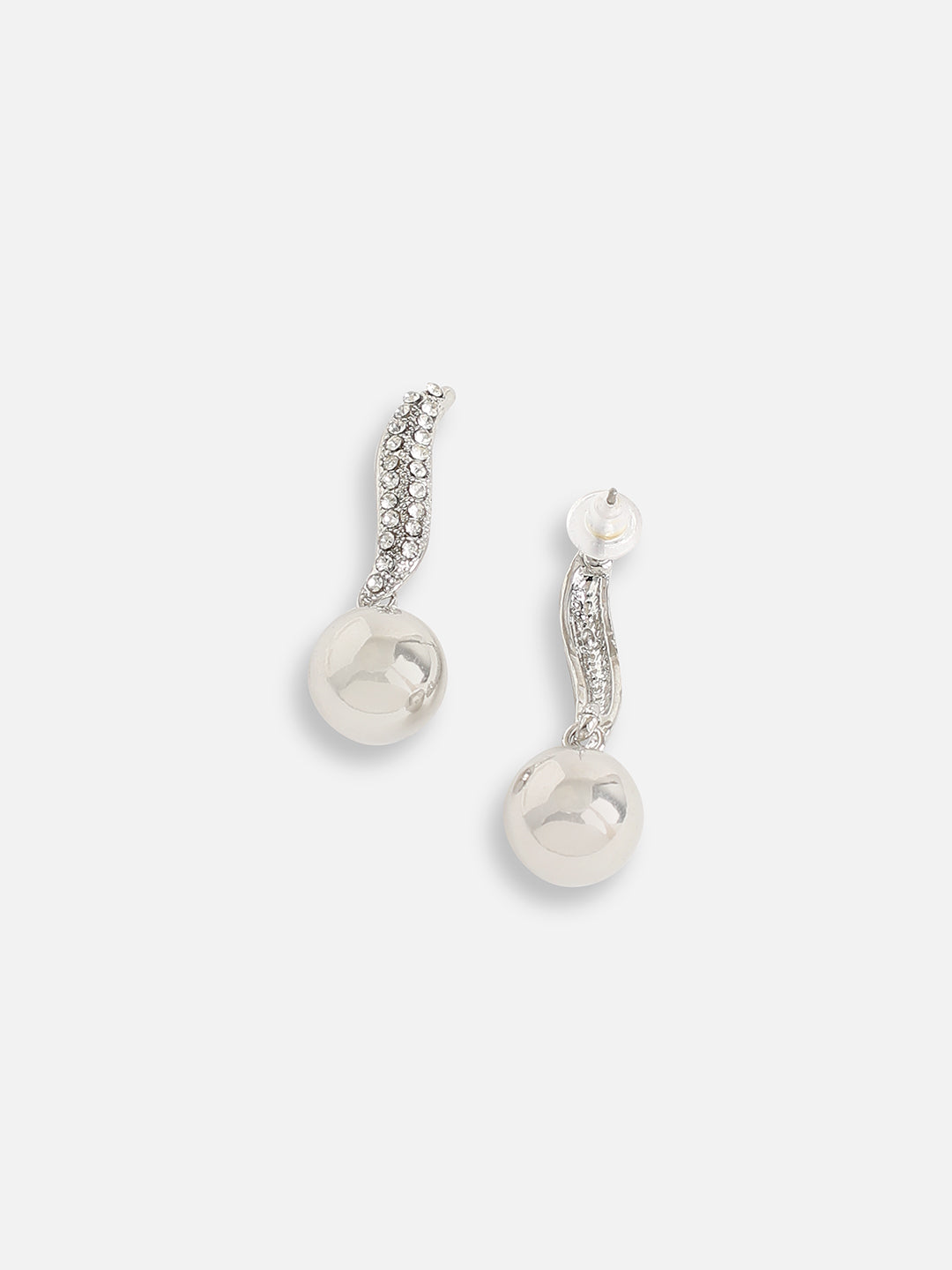 SILVER PLATED PARTY DESIGNER STONE DROP EARRING FOR WOMEN
