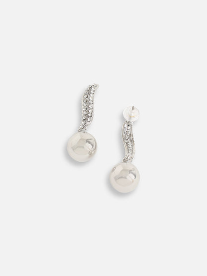 SILVER PLATED PARTY DESIGNER STONE DROP EARRING FOR WOMEN