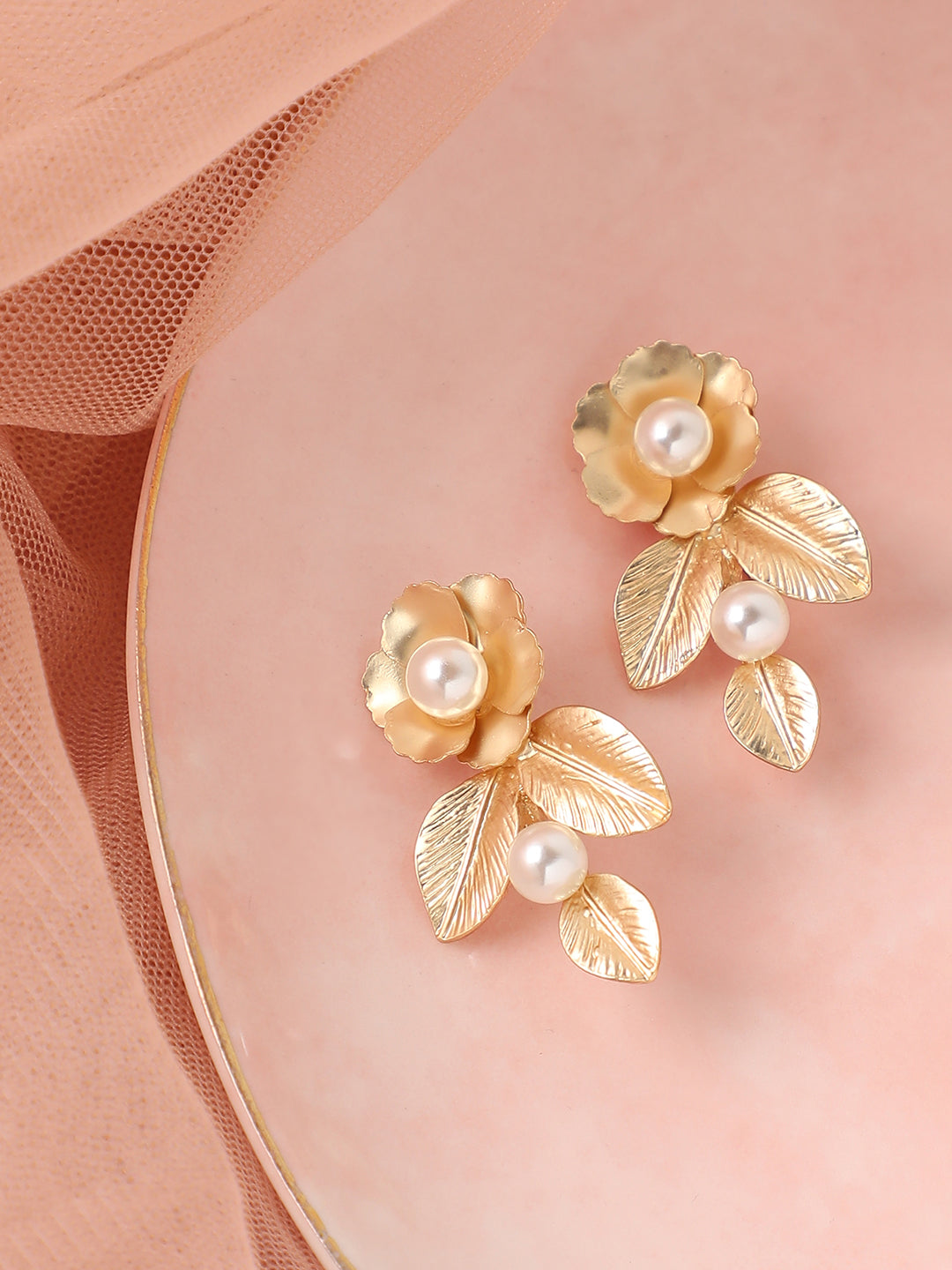 GOLD PLATED PARTY DESIGNER STONE DROP EARRING FOR WOMEN