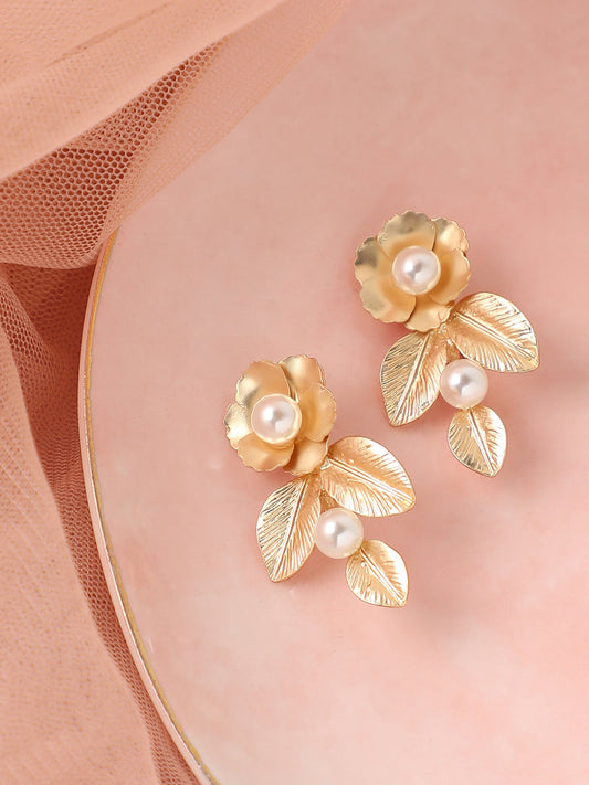 GOLD PLATED PARTY DESIGNER STONE DROP EARRING FOR WOMEN