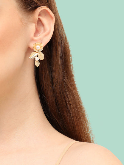 GOLD PLATED PARTY DESIGNER STONE DROP EARRING FOR WOMEN