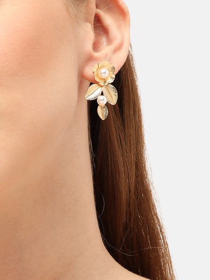 GOLD PLATED PARTY DESIGNER STONE DROP EARRING FOR WOMEN