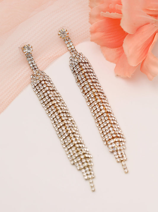 GOLD PLATED PARTY DESIGNER STONE DROP EARRING FOR WOMEN
