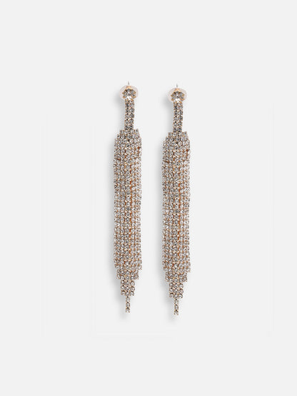 GOLD PLATED PARTY DESIGNER STONE DROP EARRING FOR WOMEN