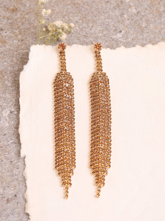 GOLD PLATED PARTY DESIGNER STONE DROP EARRING FOR WOMEN