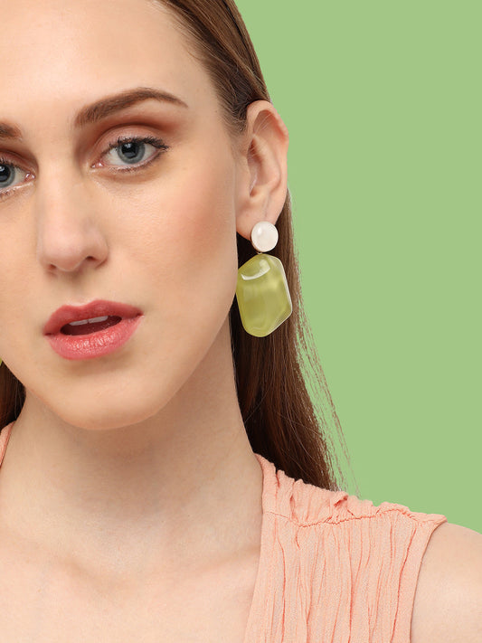 GOLD PLATED PARTY DESIGNER STONE DROP EARRING FOR WOMEN