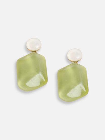 GOLD PLATED PARTY DESIGNER STONE DROP EARRING FOR WOMEN