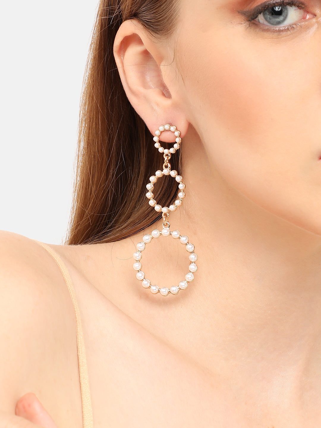 GOLD PLATED PARTY DESIGNER STONE DROP EARRING FOR WOMEN