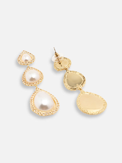 GOLD PLATED PARTY DESIGNER STONE DROP EARRING FOR WOMEN