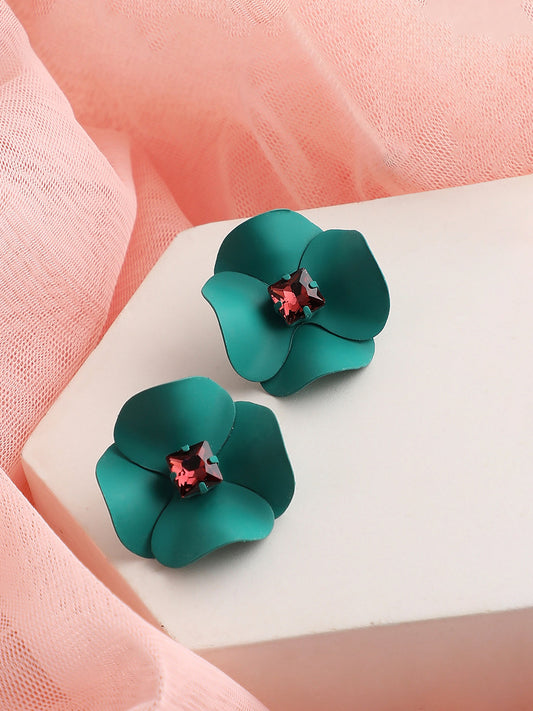 GOLD PLATED PARTY DESIGNER STONE STUD FOR WOMEN