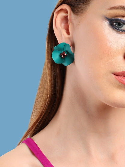 GOLD PLATED PARTY DESIGNER STONE STUD FOR WOMEN