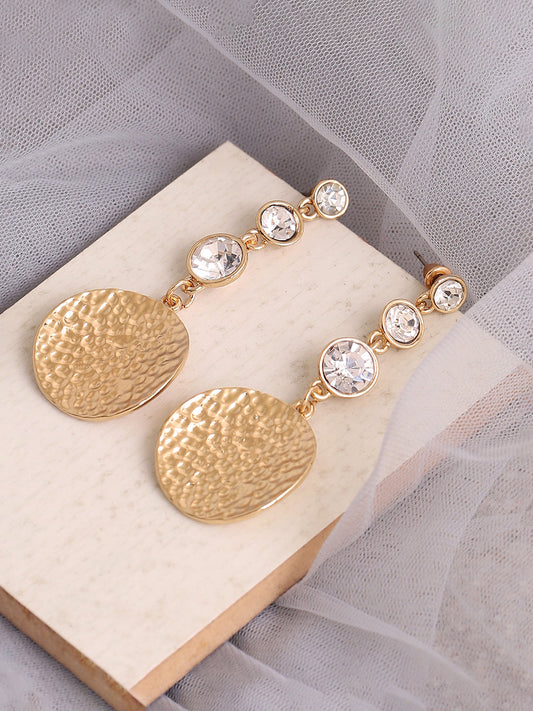 GOLD PLATED PARTY DESIGNER STONE DROP EARRING FOR WOMEN