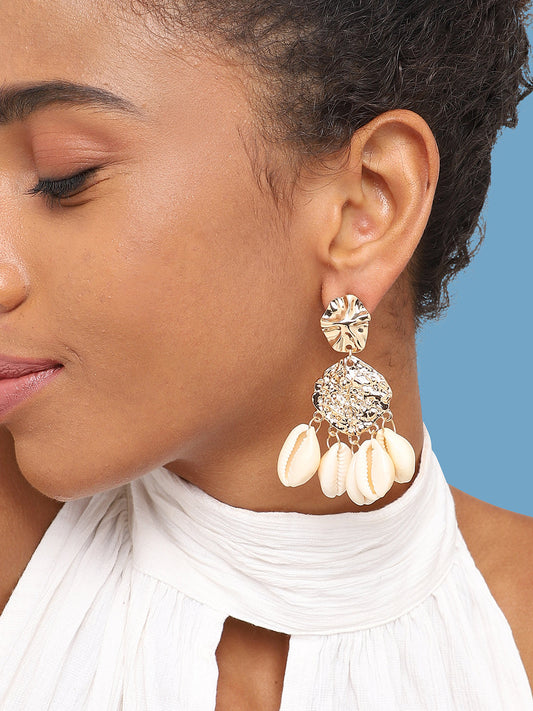 GOLD PLATED PARTY DESIGNER STONE DROP EARRING FOR WOMEN