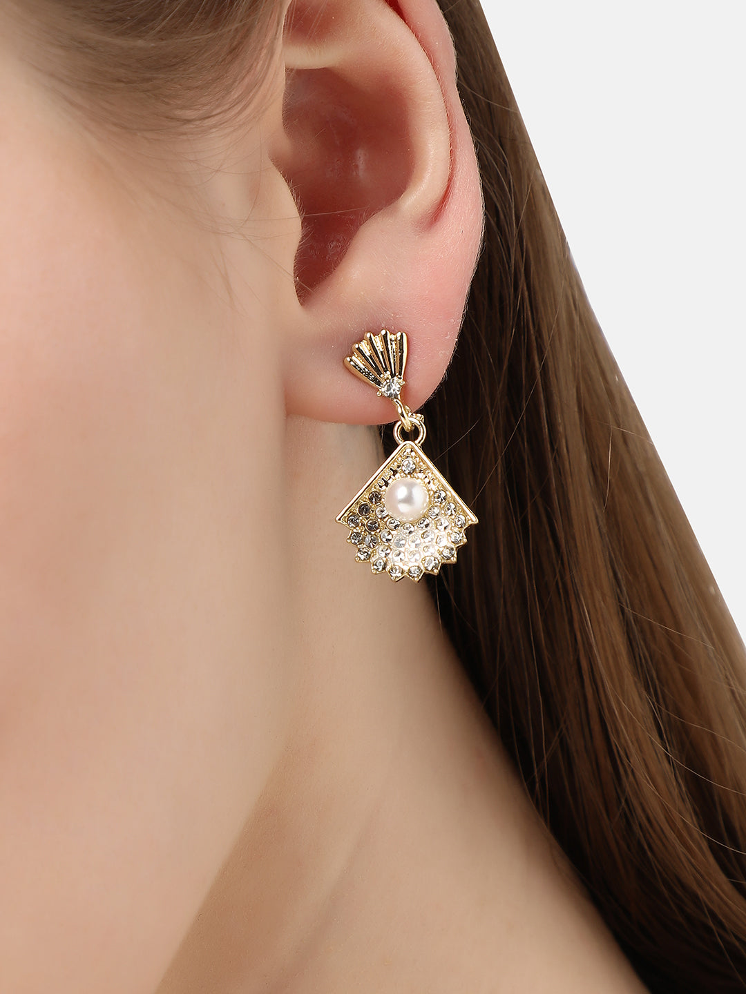 GOLD PLATED PARTY DESIGNER DROP EARRING FOR WOMEN