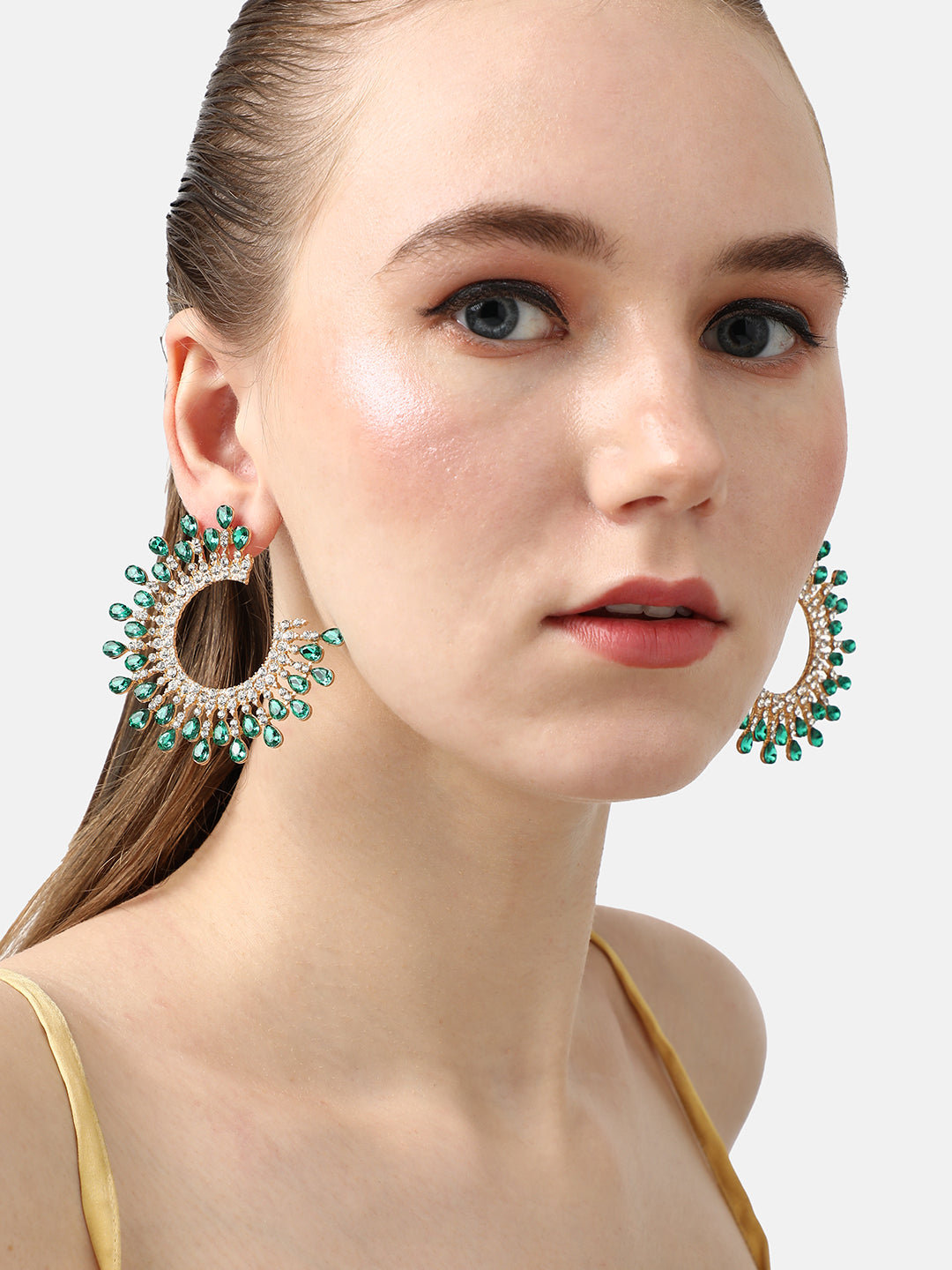 GOLD PLATED PARTY DESIGNER HOOP EARRING FOR WOMEN