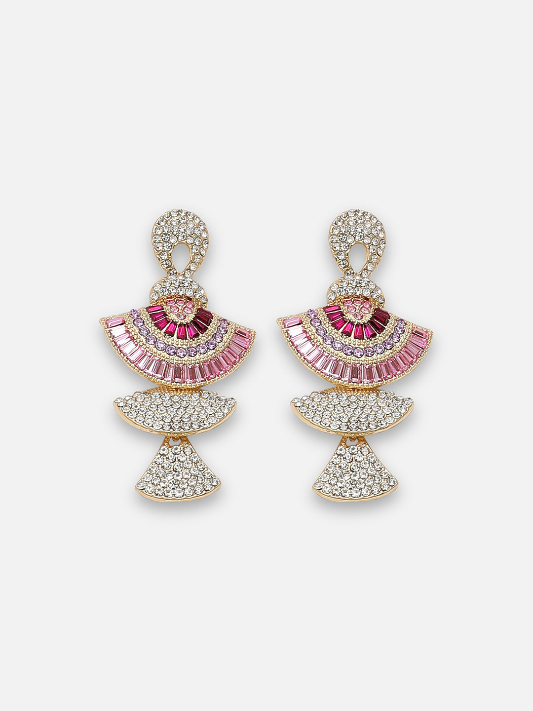 GOLD PLATED PARTY DESIGNER STONE DROP EARRING FOR WOMEN