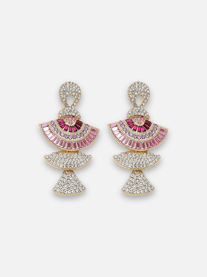 GOLD PLATED PARTY DESIGNER STONE DROP EARRING FOR WOMEN