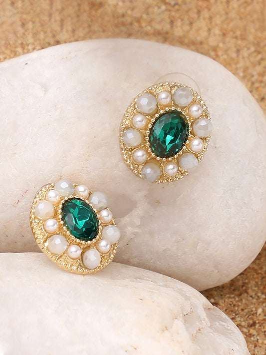 GOLD PLATED PARTY DESIGNER STONE STUD FOR WOMEN
