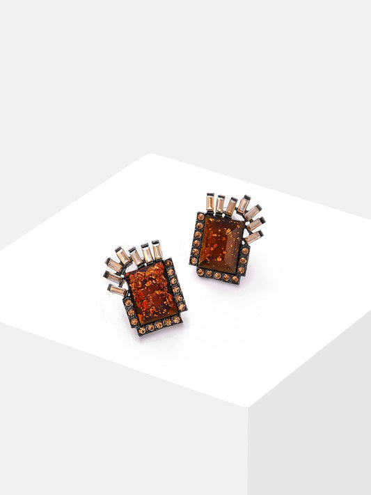 SOHI YELLOW CONTEMPORARY STUDS EARRINGS