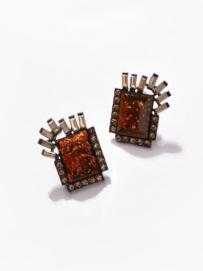 SOHI YELLOW CONTEMPORARY STUDS EARRINGS
