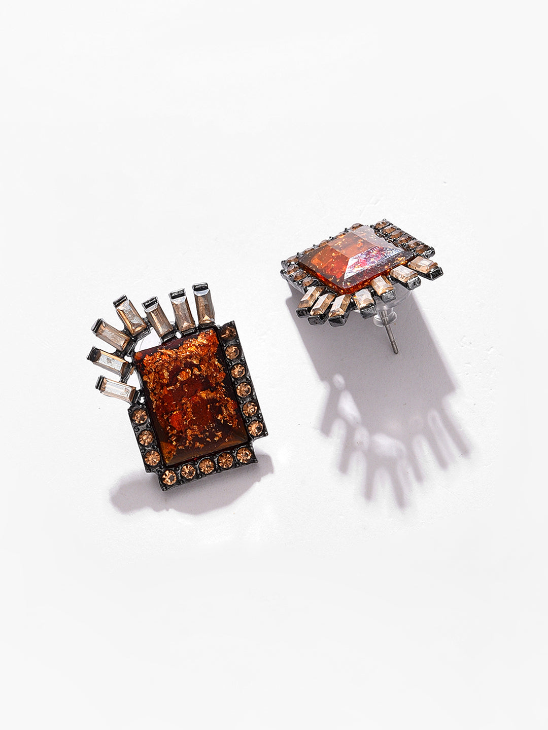 SOHI YELLOW CONTEMPORARY STUDS EARRINGS