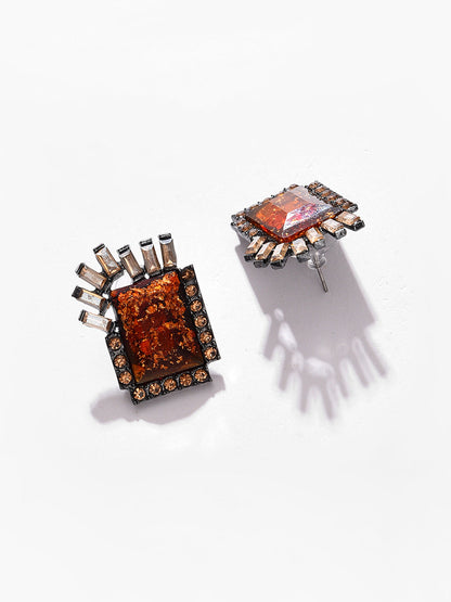 SOHI YELLOW CONTEMPORARY STUDS EARRINGS