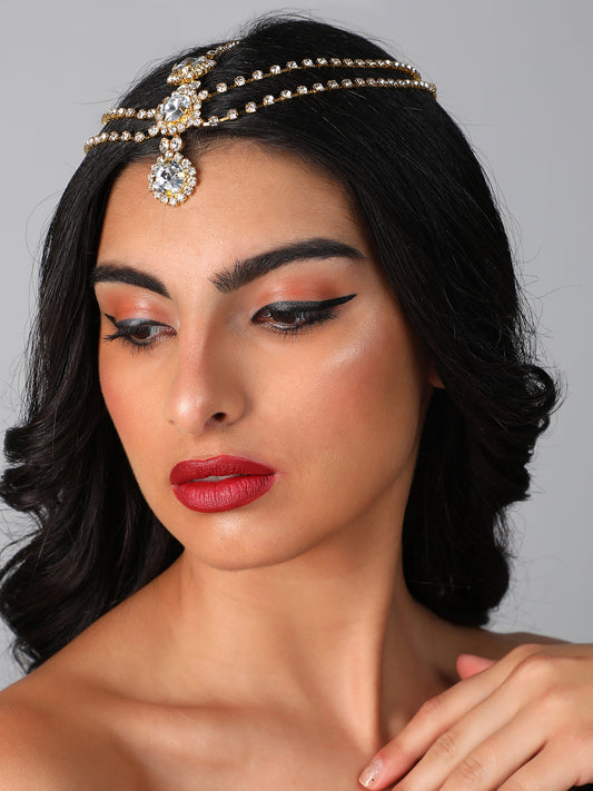 Silver Plated Designer Stone Party Maang Tikka