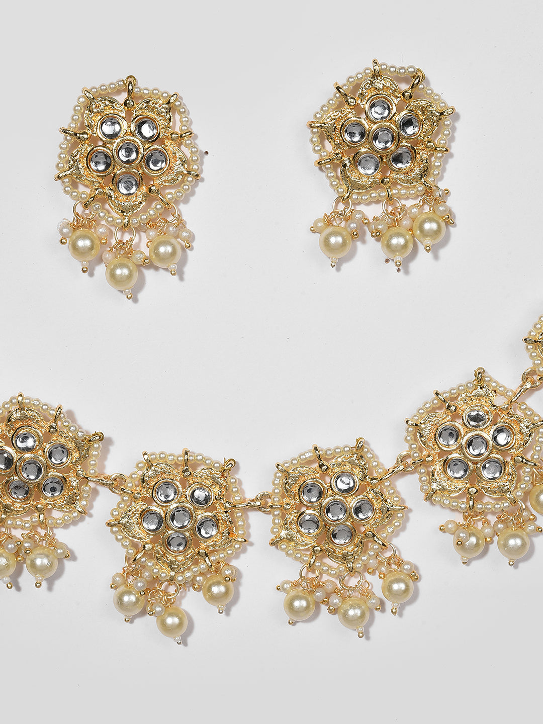 GOLD KUNDAN CHOKER WITH EARRINGS