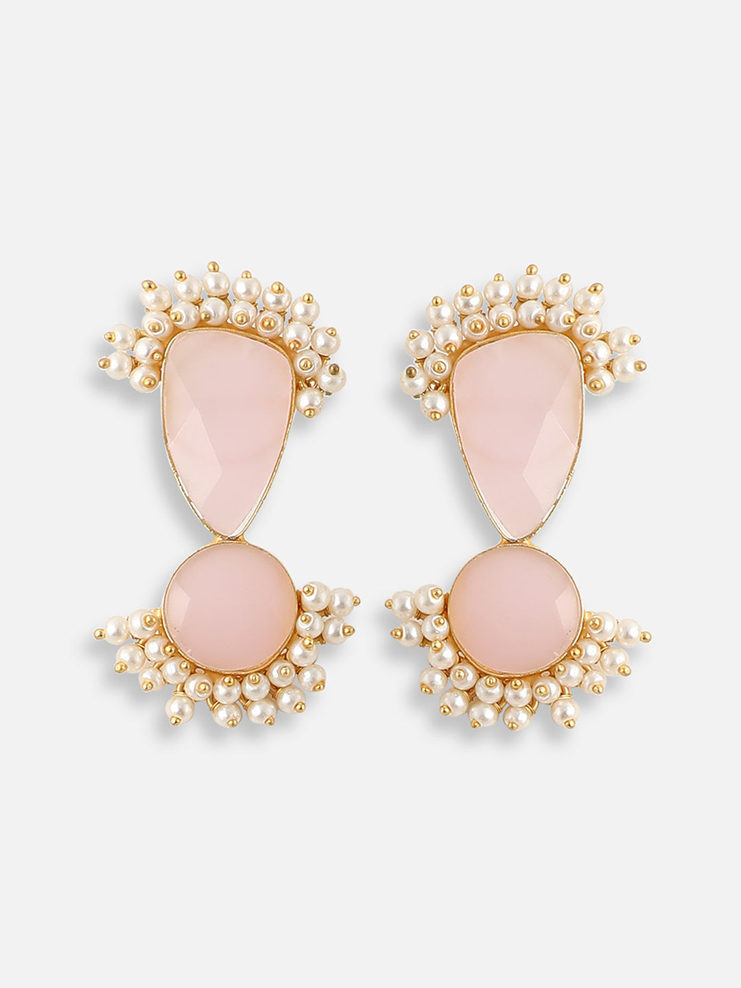 GOLD PLATED DESIGNER STONE BEADED NECKLACE AND EARRING SET