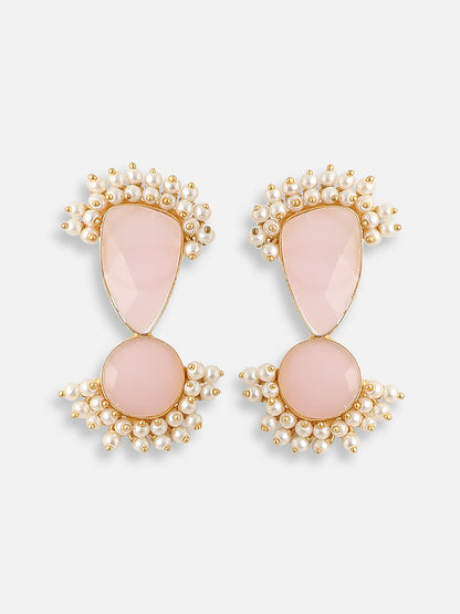 GOLD PLATED DESIGNER STONE BEADED NECKLACE AND EARRING SET