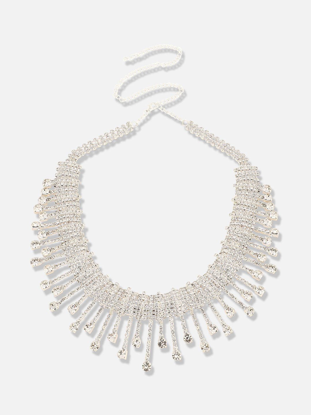 Silver Plated Designer Stone Party Necklace and Earring Set