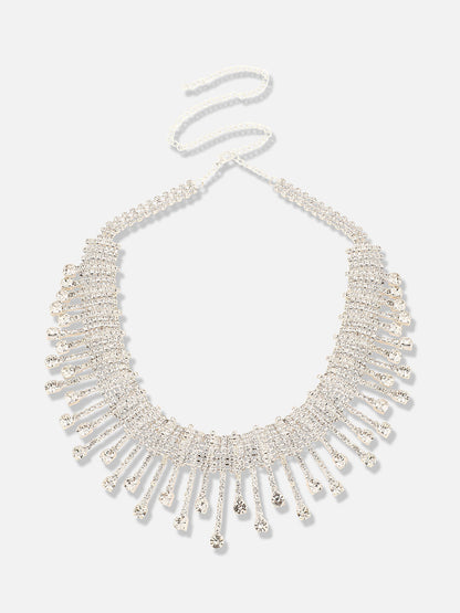 Silver Plated Designer Stone Party Necklace and Earring Set