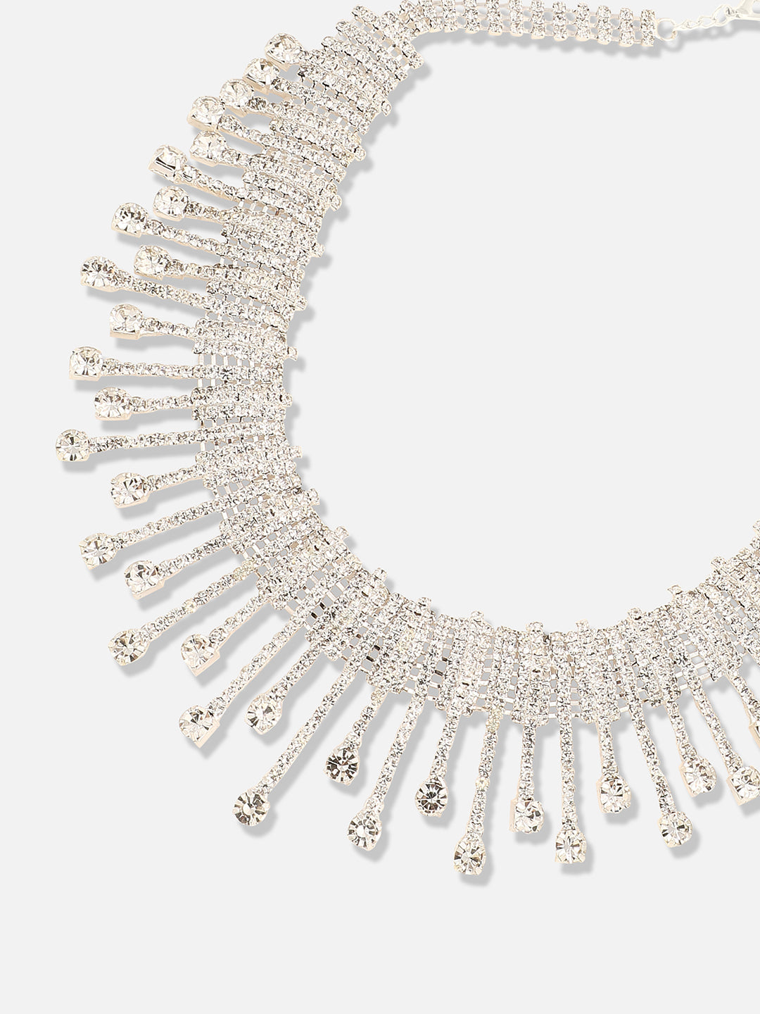Silver Plated Designer Stone Party Necklace and Earring Set