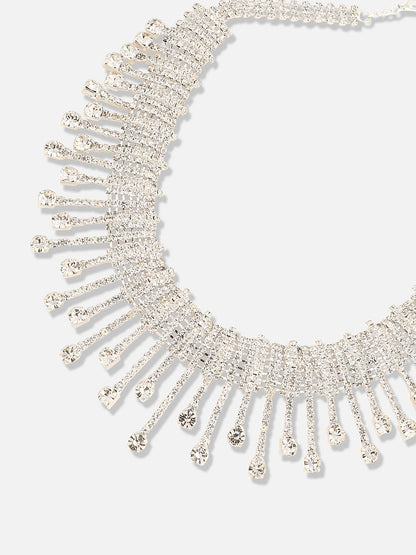 Silver Plated Designer Stone Party Necklace and Earring Set