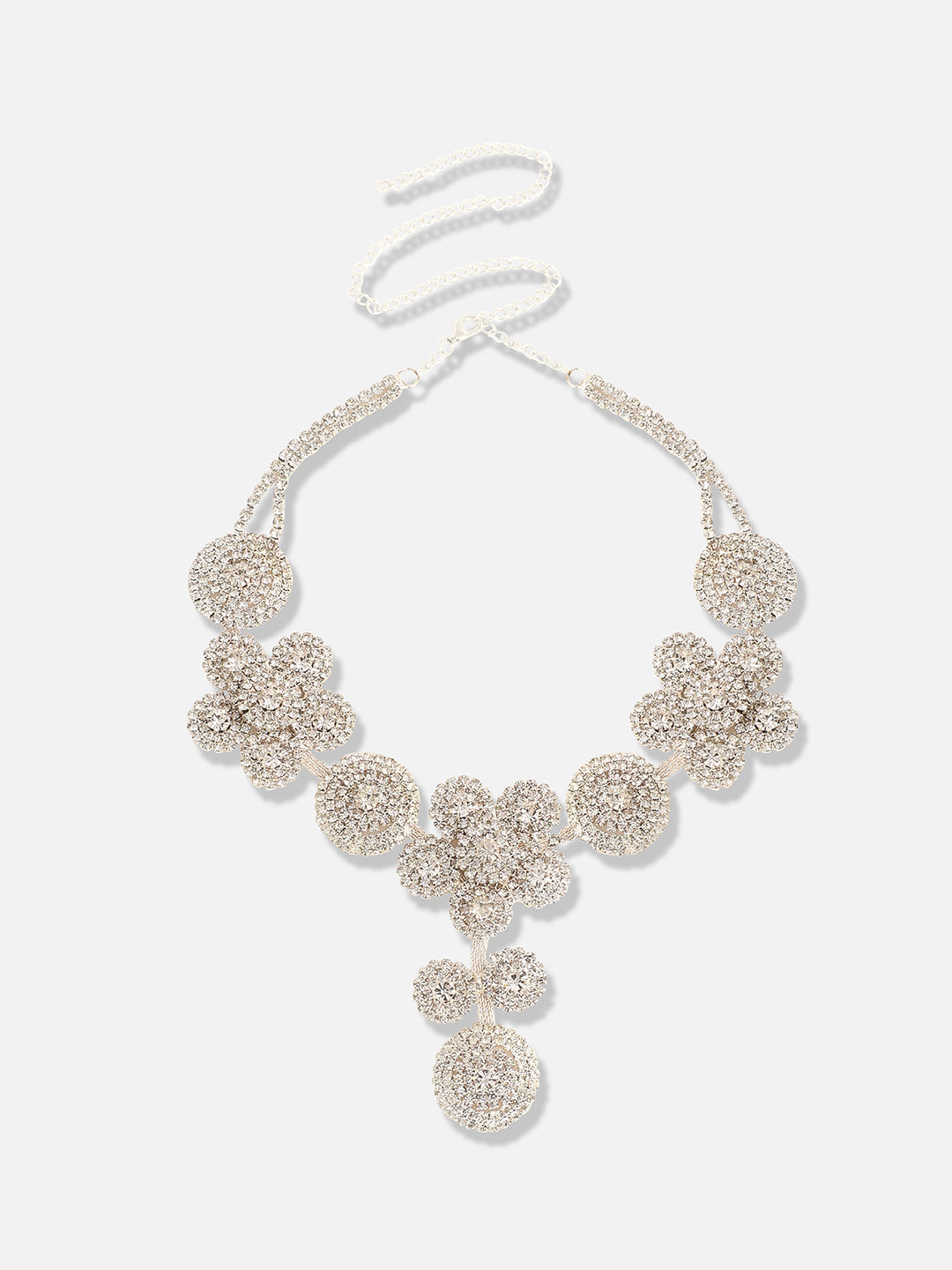 Silver Plated Designer Stone Party Necklace and Earring Set