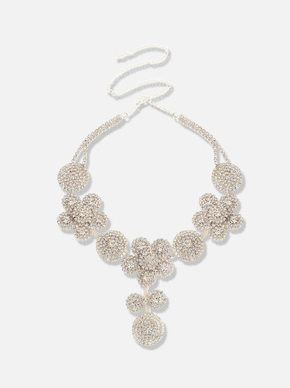 Silver Plated Designer Stone Party Necklace and Earring Set