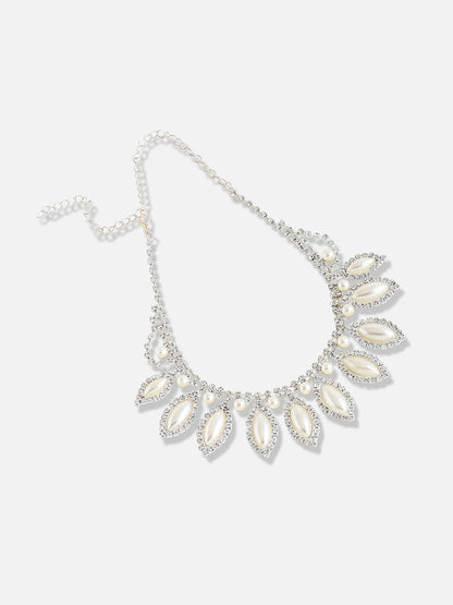 Silver Plated Designer Stone Party Necklace and Earring Set