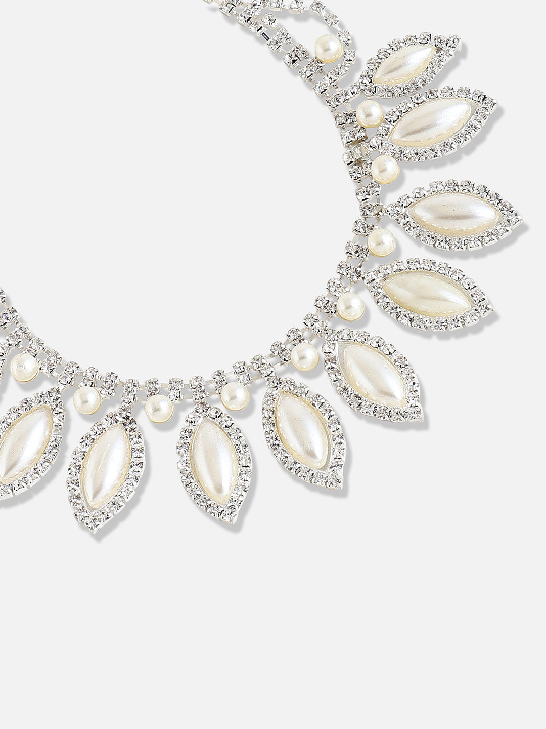 Silver Plated Designer Stone Party Necklace and Earring Set