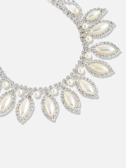 Silver Plated Designer Stone Party Necklace and Earring Set