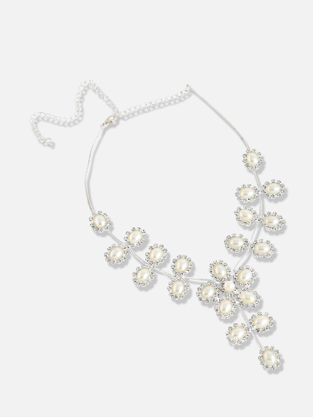 Silver Plated Designer Stone Party Necklace and Earring Set