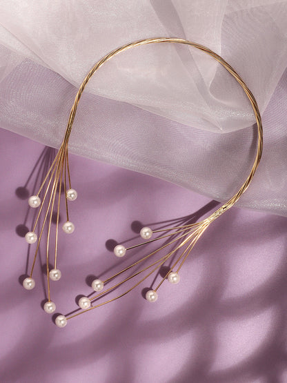 Gold Plated Pearls Party Necklace